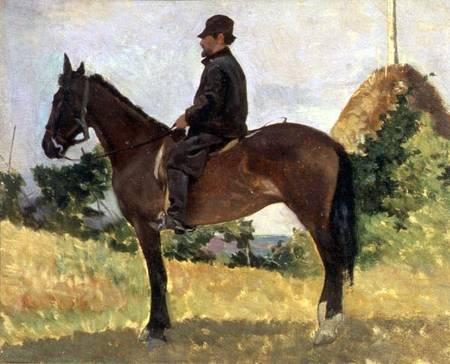 Diego Martelli mounted on horseback van Giovanni Fattori