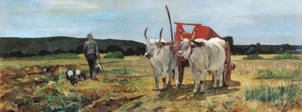 Ox-cart in the Tuscan Maremma van Giovanni Fattori