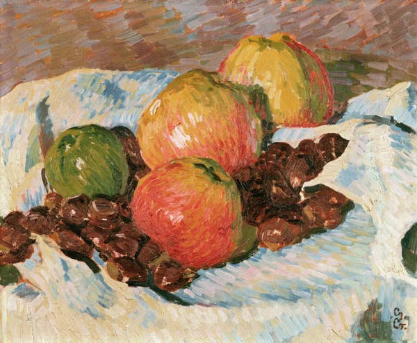 Stillleben mit Äpfeln und Kastanien van Giovanni Giacometti