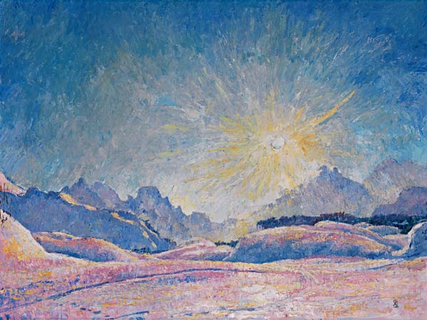 Winter Sun in Maloja van Giovanni Giacometti
