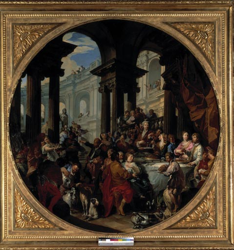 G.P.Pannini, Festmahl u. einem Portikus van Giovanni Paolo