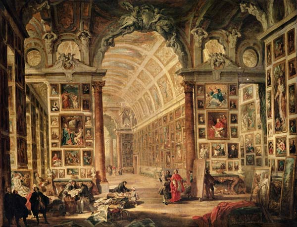 Interior View of The Colonna Gallery, Rome van Giovanni Paolo Pannini