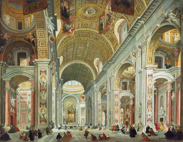Interior of St. Peter's, Rome van Giovanni Paolo Pannini