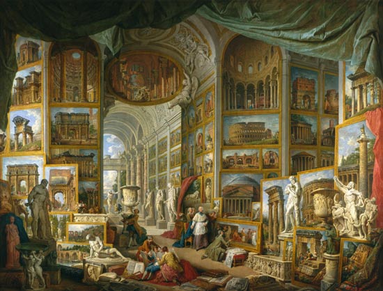 Galerie der Ansichten des antiken Rom van Giovanni Paolo Pannini