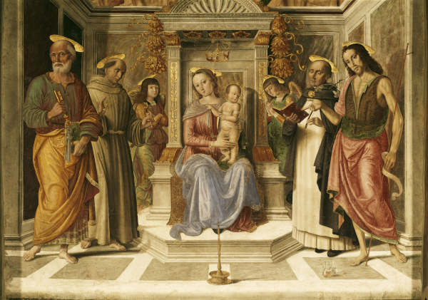G.Santi, Maria mit Kind u.Heiligen van Giovanni Santi