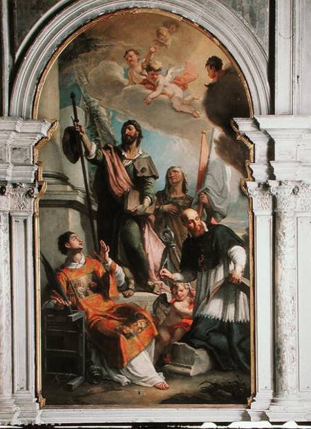 Saint Lawrence, Saint Francis of Sales, Saint Rocco and Saint Anne van Girolamo Brusaferro