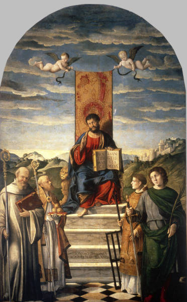 G.da Santacroce, Hl.Markus auf Thron van Girolamo da Santacroce