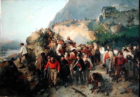 The Injured Garibaldi (1807-82) in the Aspromonte Mountains van Girolamo Induno