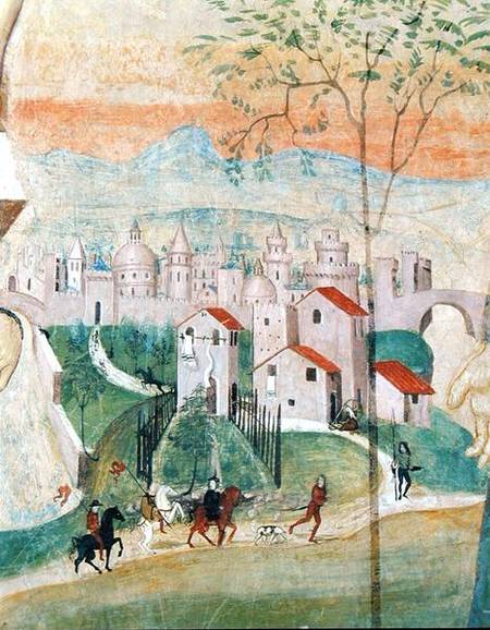 View of Prato City, detail from the Crucifixion, from the Chapter House van Girolamo Ristori