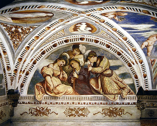 Bezel depicting a concert quartet of recorder players van Girolamo Romanino