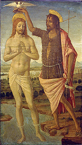 Die Taufe Christi van Giudoccio di Giovanni Cozzarelli