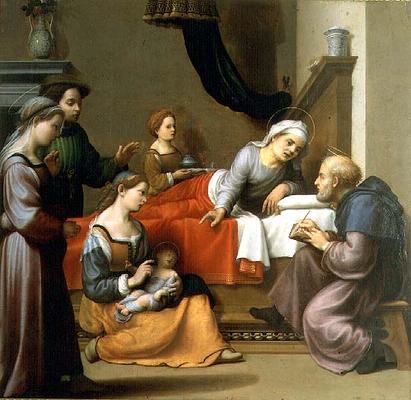 The Birth of St. John the Baptist van Giuliano Bugiardini