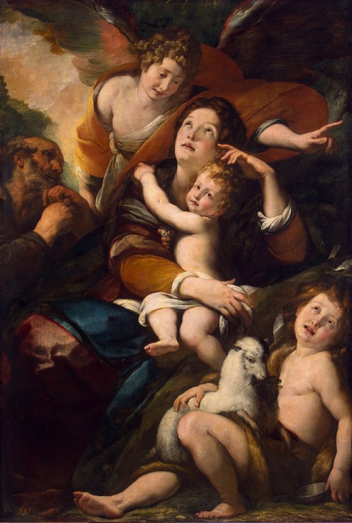 The Holy Family with John the Baptist and Angel van Giulio Cesare Procaccini