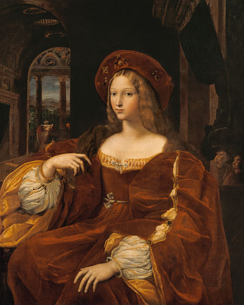 Portrait of Jeanne of Aragon (c.1500-77) wife of Ascannio Colonna, Viceroy of Naples van Giulio Romano