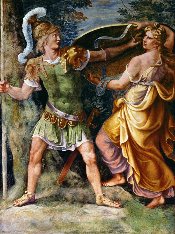 Thetis giving Achilles his arms van Giulio Romano