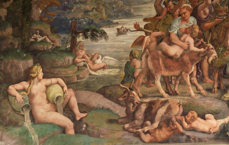 Wedding Feast of Cupid and Psyche, detail van Giulio Romano