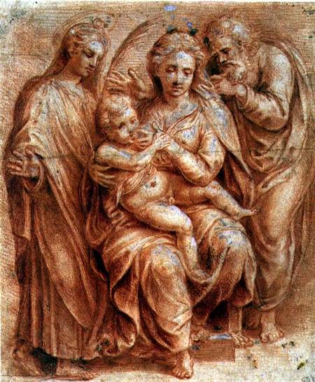 Holy Family with a Virgin Martyr van Giulio Romano