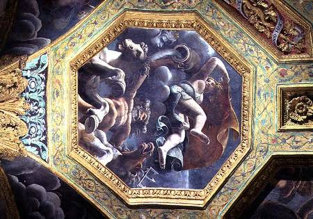 Neptune and a water nymph, ceiling caisson from the Sala di Amore e Psiche van Giulio Romano