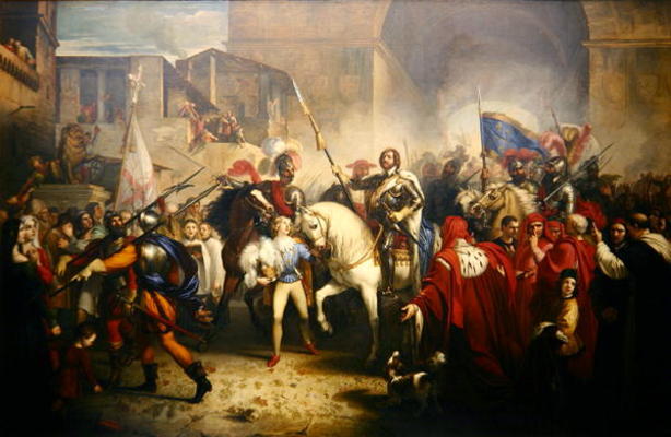 Entry of Charles VIII (1470-98) into Florence in 1494 (oil on canvas) van Giuseppe Bezzuoli