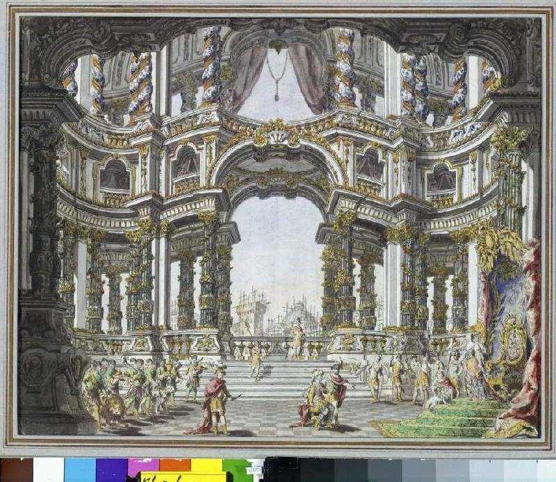 Bühnenbildentwurf zu Pietro Metastasios Didone Abbandonata. Dresden van Giuseppe Bibiena