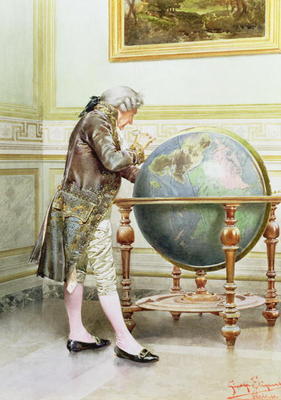 Studying the Globe van Giuseppe Signorini