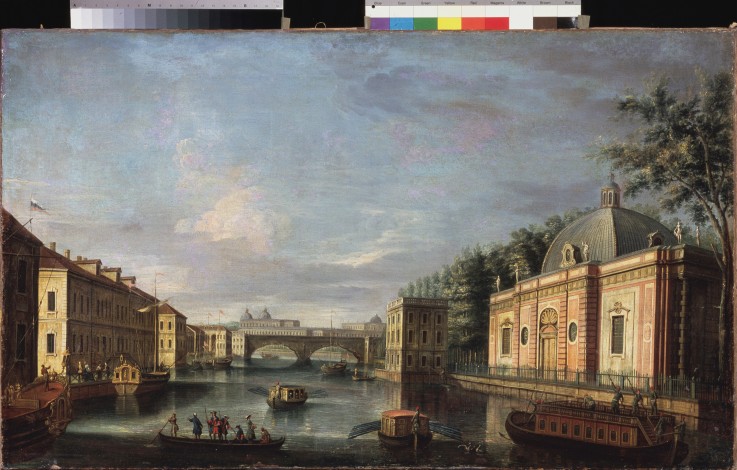 View of the Fontanka River in St. Petersburg van Giuseppe Valeriani