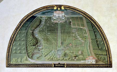 Villa Pratolino (Demidoff) from a series of lunettes depicting views of the Medici villas van Giusto Utens