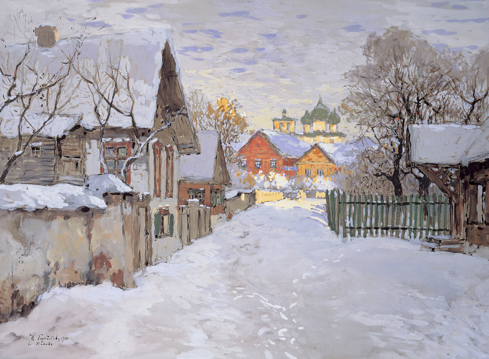 Winter Evening. View of Pskov van Gorbatow Konstantin