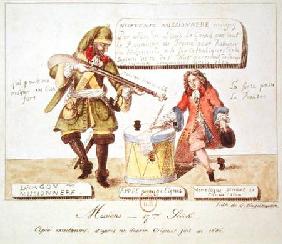 Missions of the 17th Century: The Missionary Dragoon forcing a Huguenot to Sign his Conversion to Ca