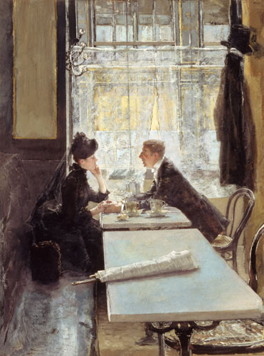 Lovers in a Cafe (panel) van Gotthard Kuehl