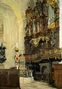 Orgel mit Krämerchor im Dom zu Lübeck. van Gotthard Kuehl