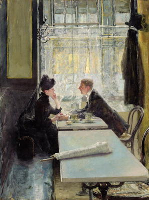 Lovers in a Cafe (panel) van Gotthardt Johann Kuehl