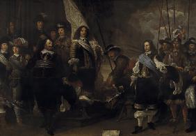 Campagnie van kapitein  Jan Huydecoper and luitenant Frans van Waveren door Govert Flinck