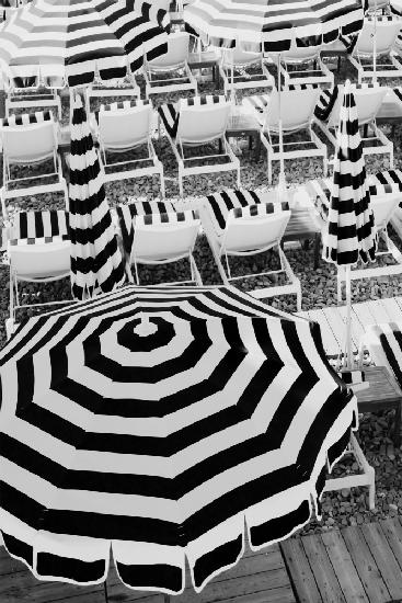 Black and White Beach Umbrellas
