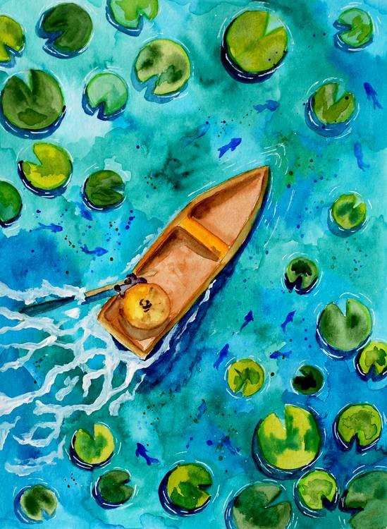 Bootsfahrt auf See in türkis van Sebastian  Grafmann