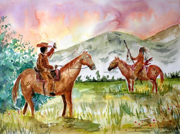 Cowboy trifft amerikanischen Ureinwohner van Sebastian  Grafmann