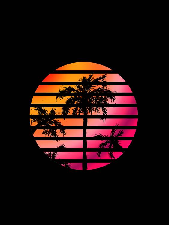 Palm Trees Sunset van Sebastian  Grafmann