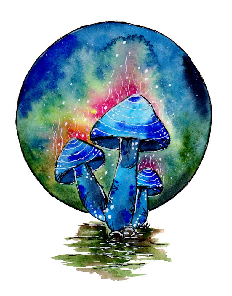 Toxic Blue Mushrooms van Sebastian  Grafmann