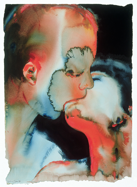 Close-up Kiss, 1988 (w/c on paper)  van Graham  Dean