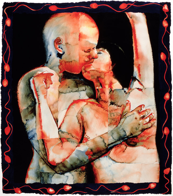 The Kiss, 1987 (w/c & acrylic on paper)  van Graham  Dean