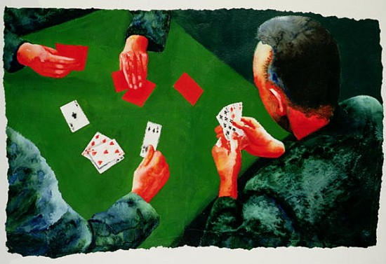 Card Game, 1988 (w/c and acrylic on paper)  van Graham  Dean