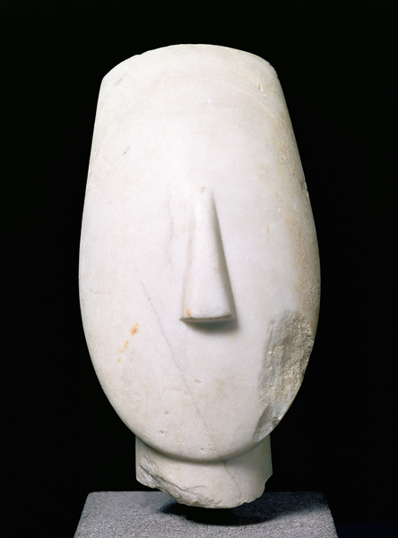 Head of a Woman, fragment of a statue from Keros, Early Cycladic II Period van Greek