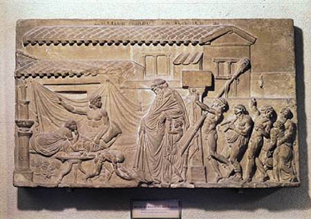 Relief depicting Dionysus at the home of Icarius, copy of an Alexandrian original van Greek