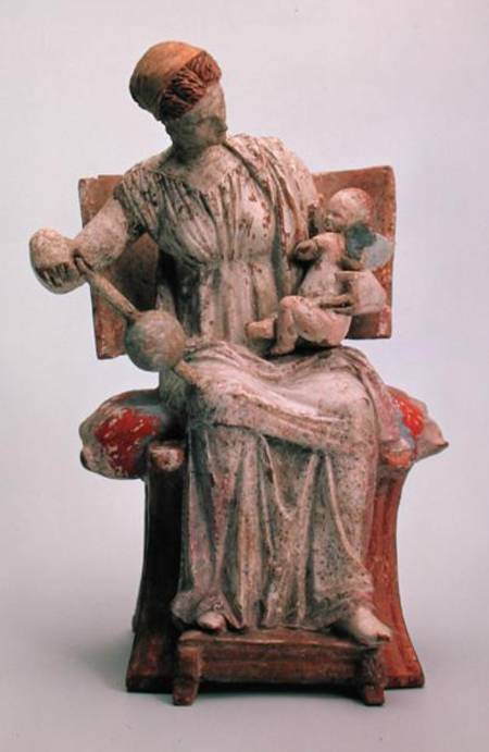 Figurine of Aphrodite playing with Eros, from Tanagra van Greek School