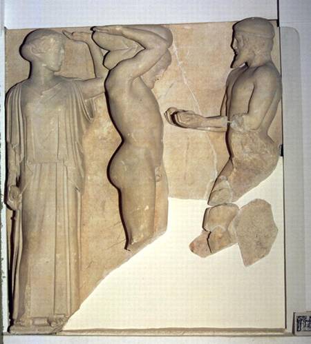 Metope X from the Temple of Zeus depicting Hercules Receiving the Golden Apples of the Hesperides fr van Greek School