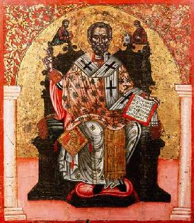 St. Nicholas enthroned, icon, from Thessalonica
