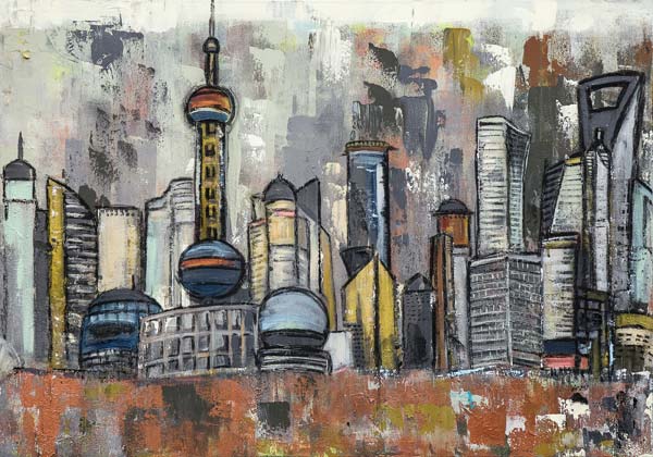 Shanghai Skyline van Karin Greife