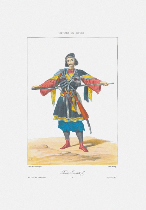 Prince of Imereti (From: Scenes, paysages, meurs et costumes du Caucase) van Grigori Grigorevich Gagarin