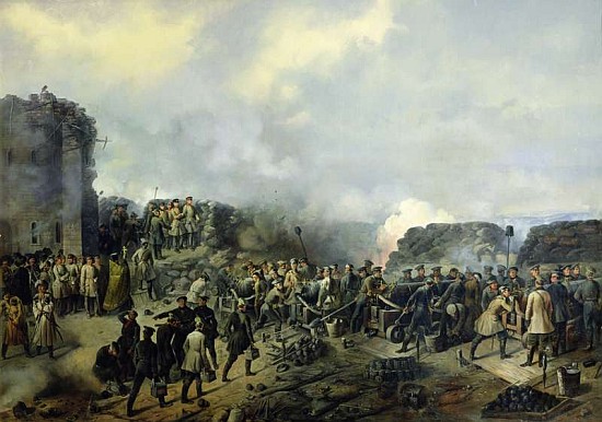 The French-Russian battle at Malakhov Kurgan in 1855 van Grigory Shukayev