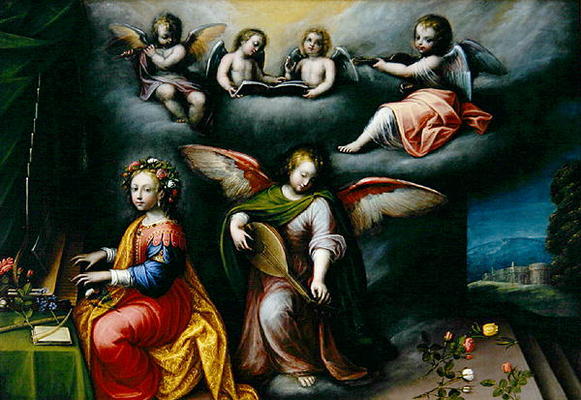 St. Cecilia (oil on canvas) van Guglielmo Caccia
